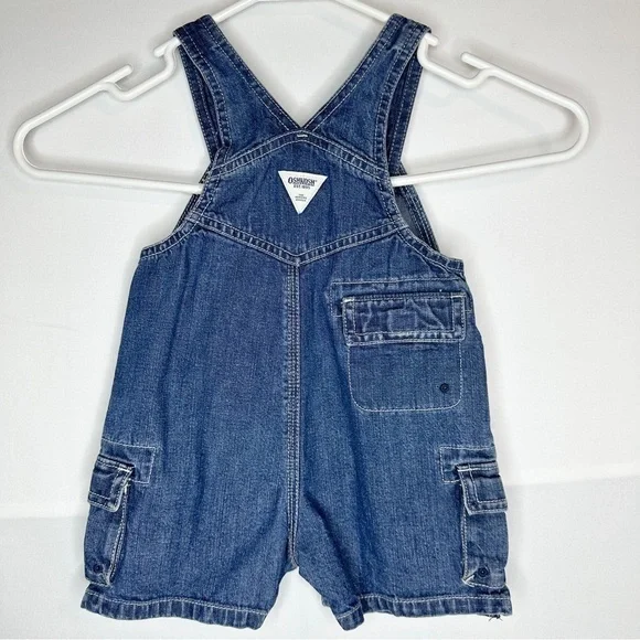 OshKosh Denim Short Overalls American Flag Snap Strap Baby Girl Boy 3 - 6 Month - Picture 5 of 7
